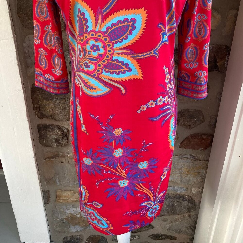 🌟Gretchen Scott Jersey Elemental Dress Queenie‎ Red Floral Womens Small - Picture 6 of 12